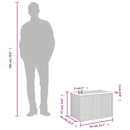 Zahradní Stolky 2 Ks Černé 55X34X37 Cm Polyratan Masivní Dřevo