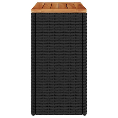 Zahradní Odkládací Stolek S Dřevěnou Deskou Černý 58 X 27,5 X 55 Cm Polyratan