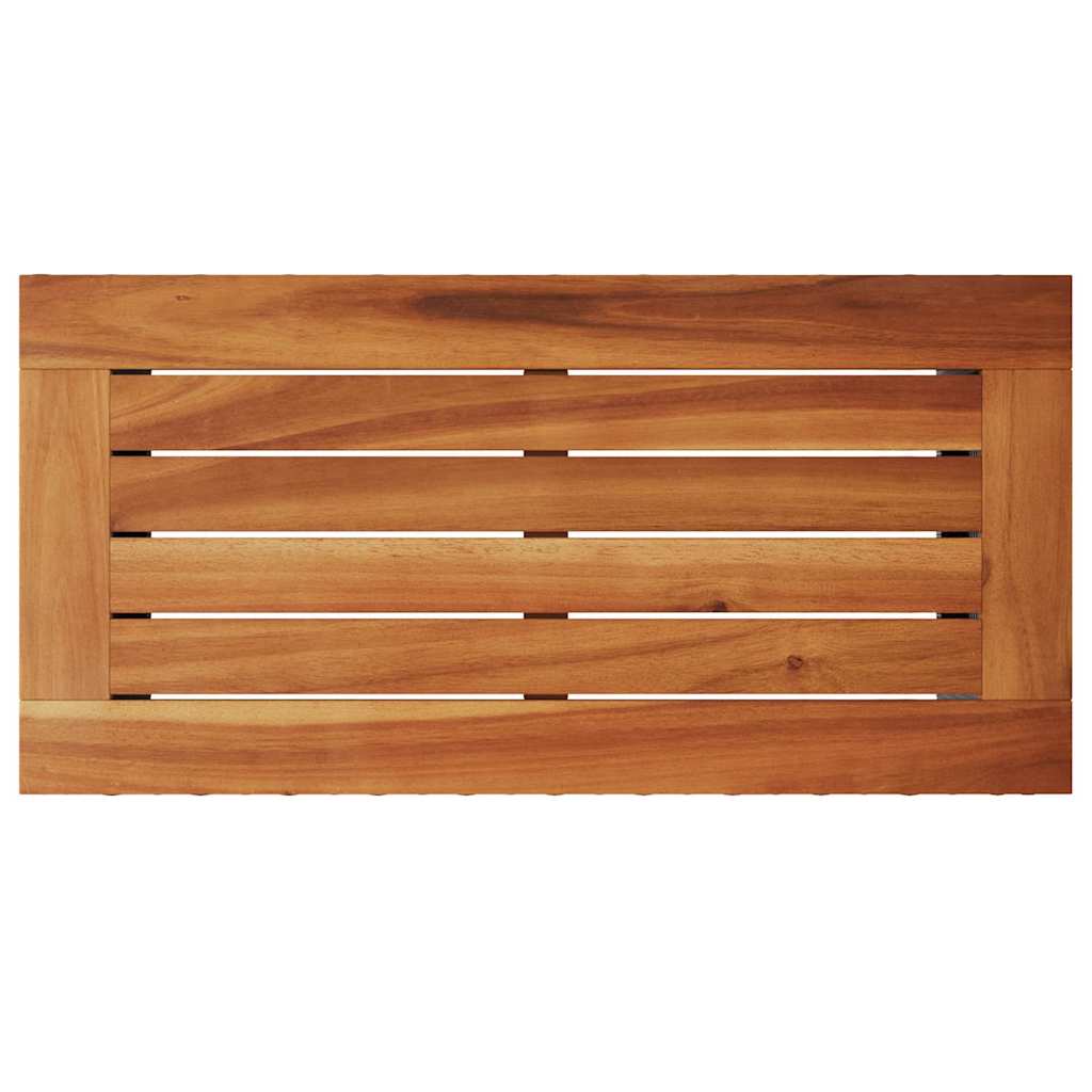 Zahradní Odkládací Stolek S Dřevěnou Deskou Černý 58 X 27,5 X 55 Cm Polyratan