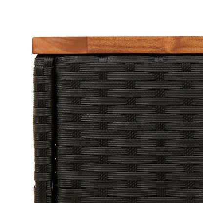 Zahradní Odkládací Stolek S Dřevěnou Deskou Černý 58 X 27,5 X 55 Cm Polyratan