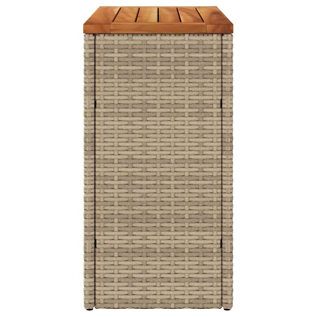 Zahradní Stolek S Dřevěnou Deskou Béžový 58X27,5X55Cm Polyratan