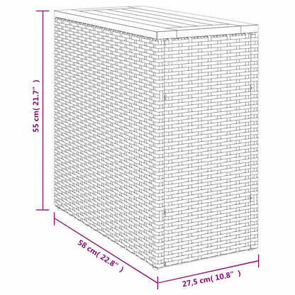 Zahradní Stolek S Dřevěnou Deskou Béžový 58X27,5X55Cm Polyratan