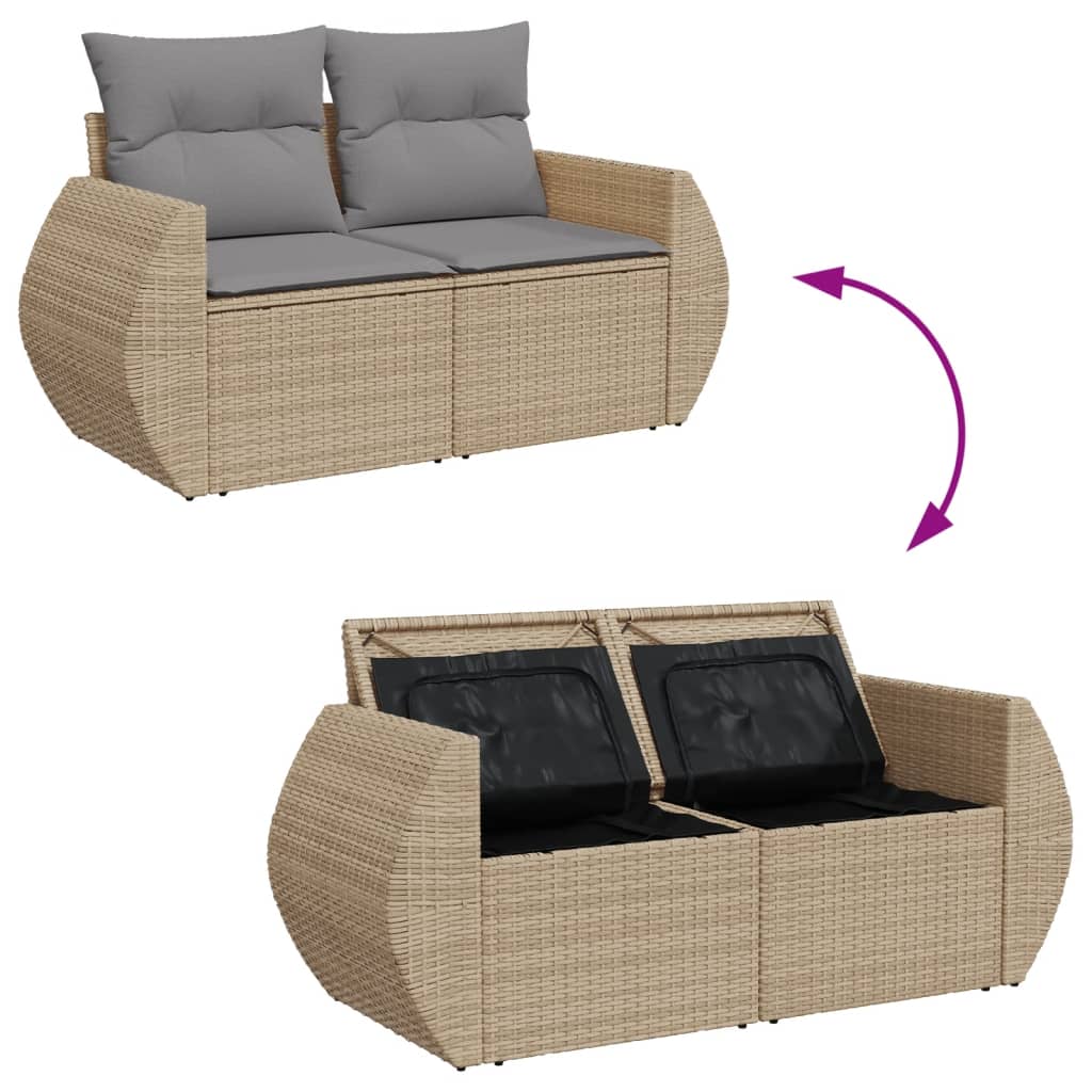 Zahradní Pohovka S Poduškami 2Místná Béžová Polyratan