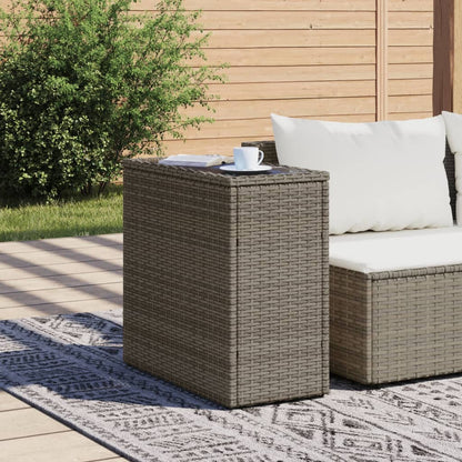 Zahradní Stolek Se Skleněnou Deskou Šedý 58X27,5X55Cm Polyratan