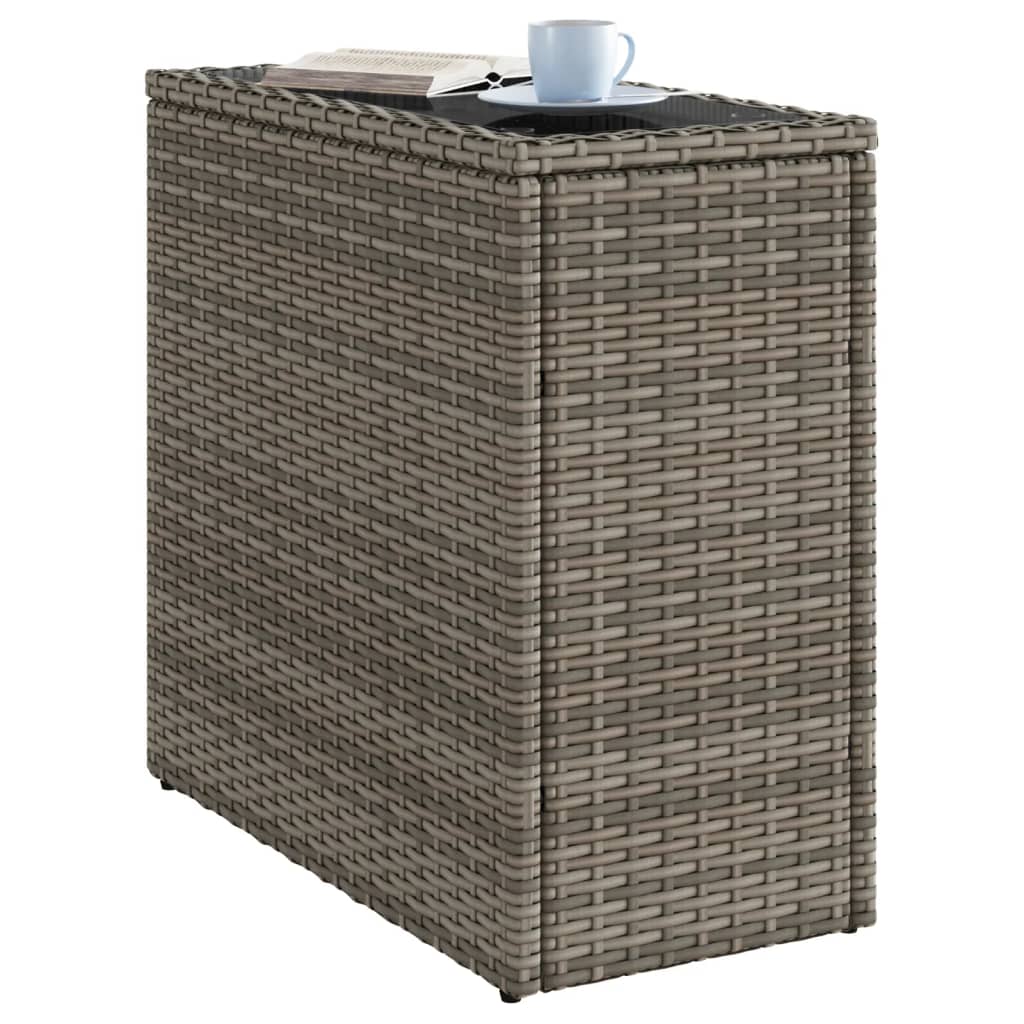 Zahradní Stolek Se Skleněnou Deskou Šedý 58X27,5X55Cm Polyratan
