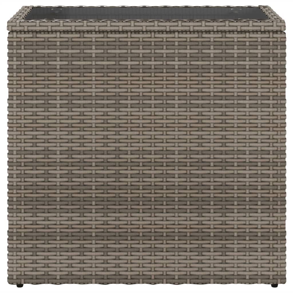 Zahradní Stolek Se Skleněnou Deskou Šedý 58X27,5X55Cm Polyratan
