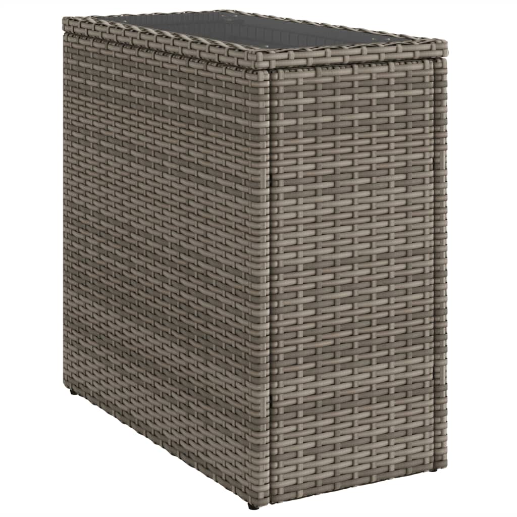 Zahradní Stolek Se Skleněnou Deskou Šedý 58X27,5X55Cm Polyratan