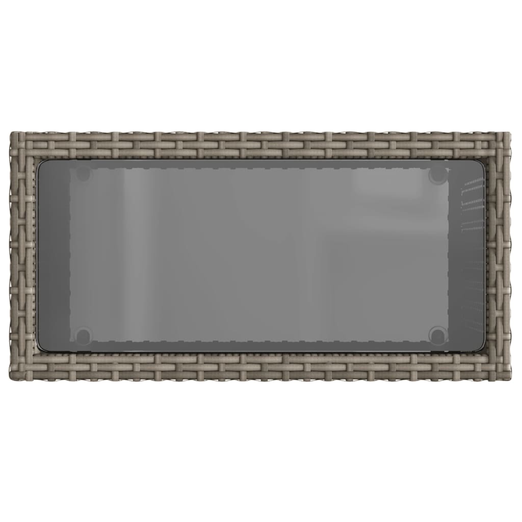 Zahradní Stolek Se Skleněnou Deskou Šedý 58X27,5X55Cm Polyratan
