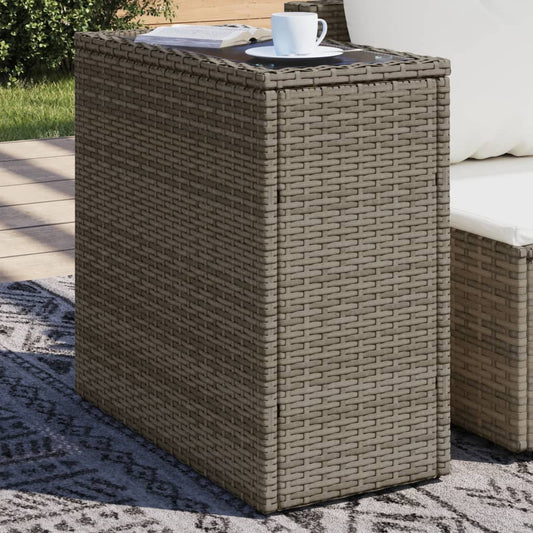 Zahradní Stolek Se Skleněnou Deskou Šedý 58X27,5X55Cm Polyratan