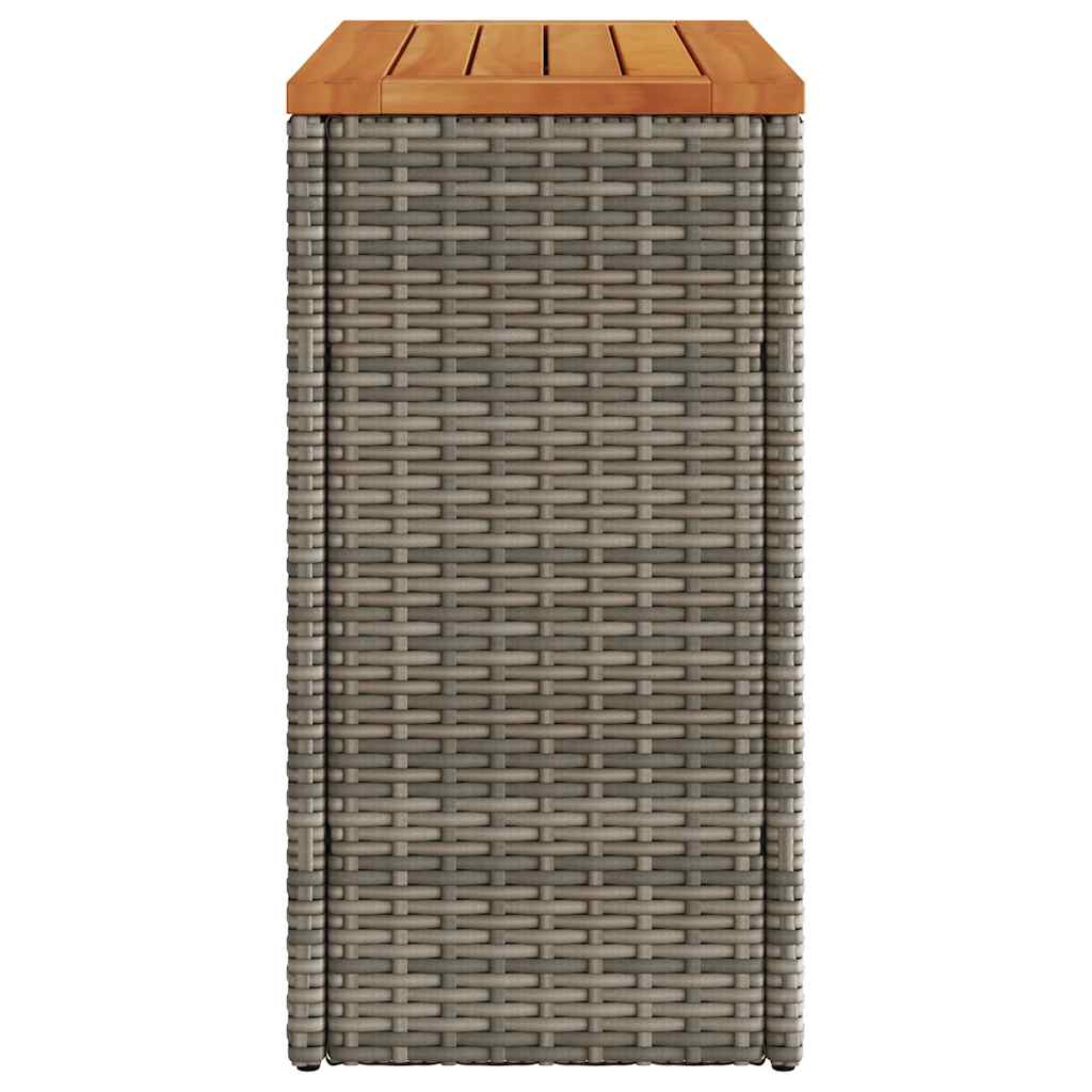 Zahradní Stolek S Dřevěnou Deskou Šedý 58X27,5X55 Cm Polyratan