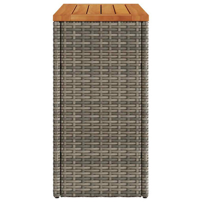 Zahradní Stolek S Dřevěnou Deskou Šedý 58X27,5X55 Cm Polyratan