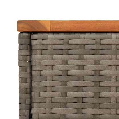 Zahradní Stolek S Dřevěnou Deskou Šedý 58X27,5X55 Cm Polyratan