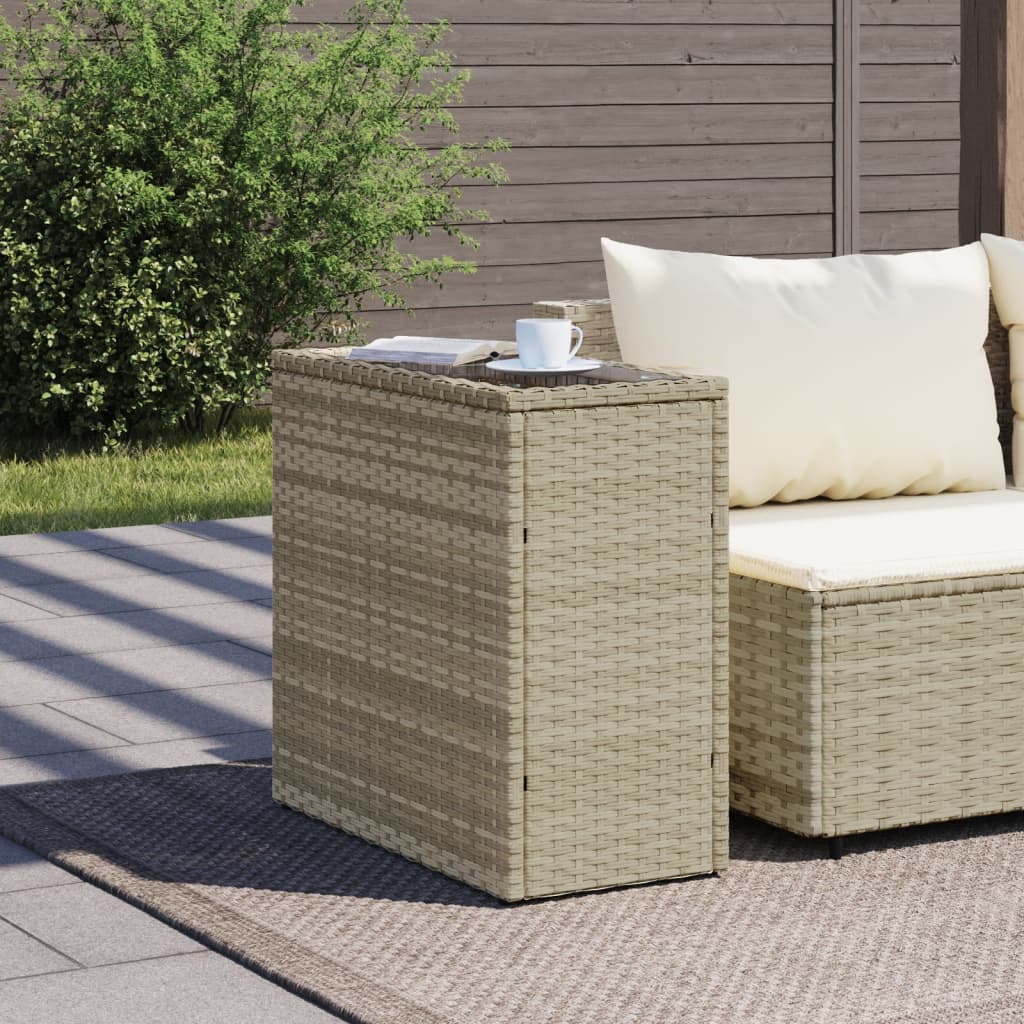 Zahradní Stolek Se Skleněnou Deskou Šedý 58X27,5X55Cm Polyratan