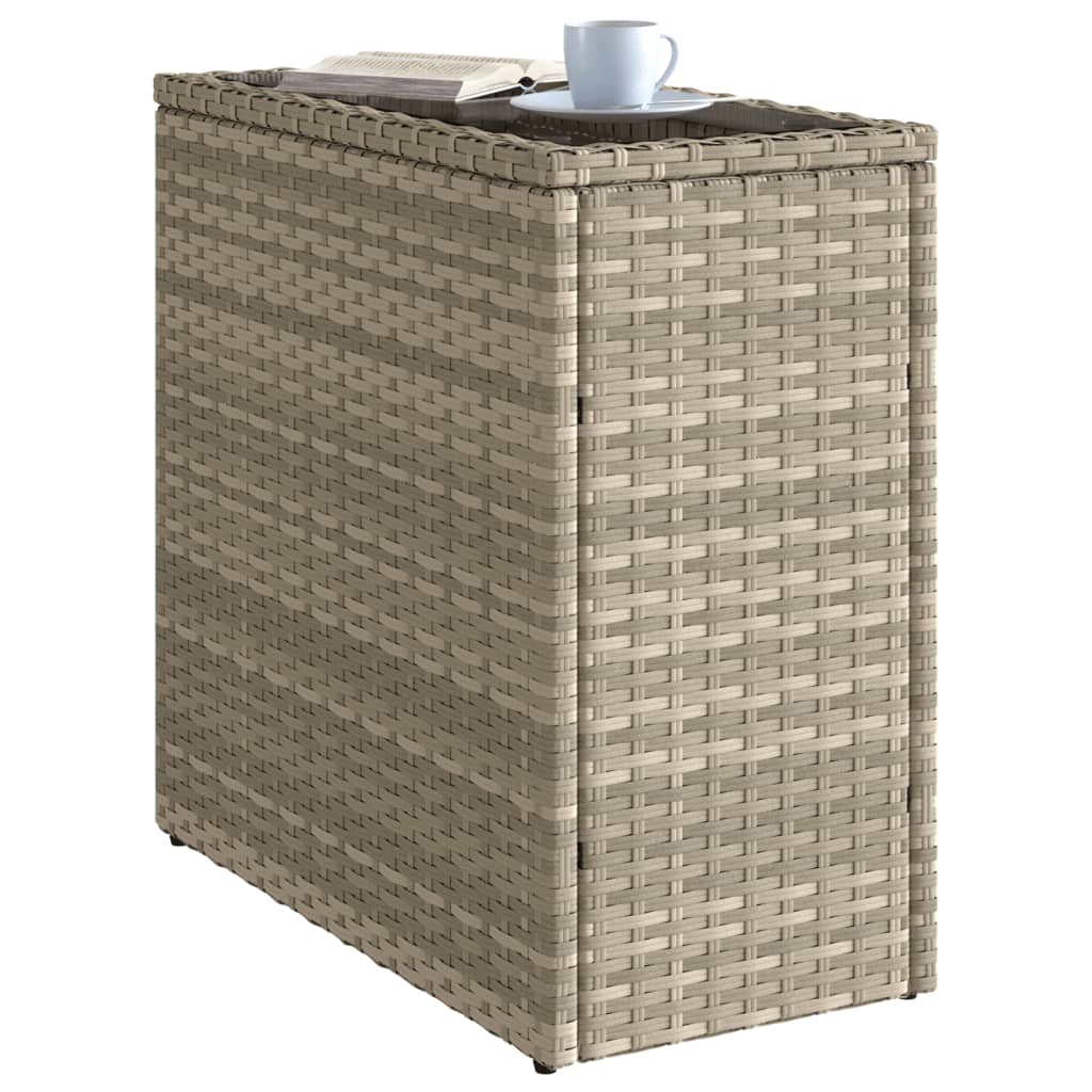 Zahradní Stolek Se Skleněnou Deskou Šedý 58X27,5X55Cm Polyratan