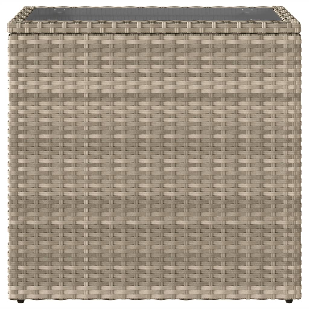 Zahradní Stolek Se Skleněnou Deskou Šedý 58X27,5X55Cm Polyratan