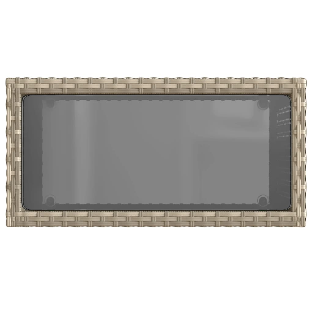 Zahradní Stolek Se Skleněnou Deskou Šedý 58X27,5X55Cm Polyratan