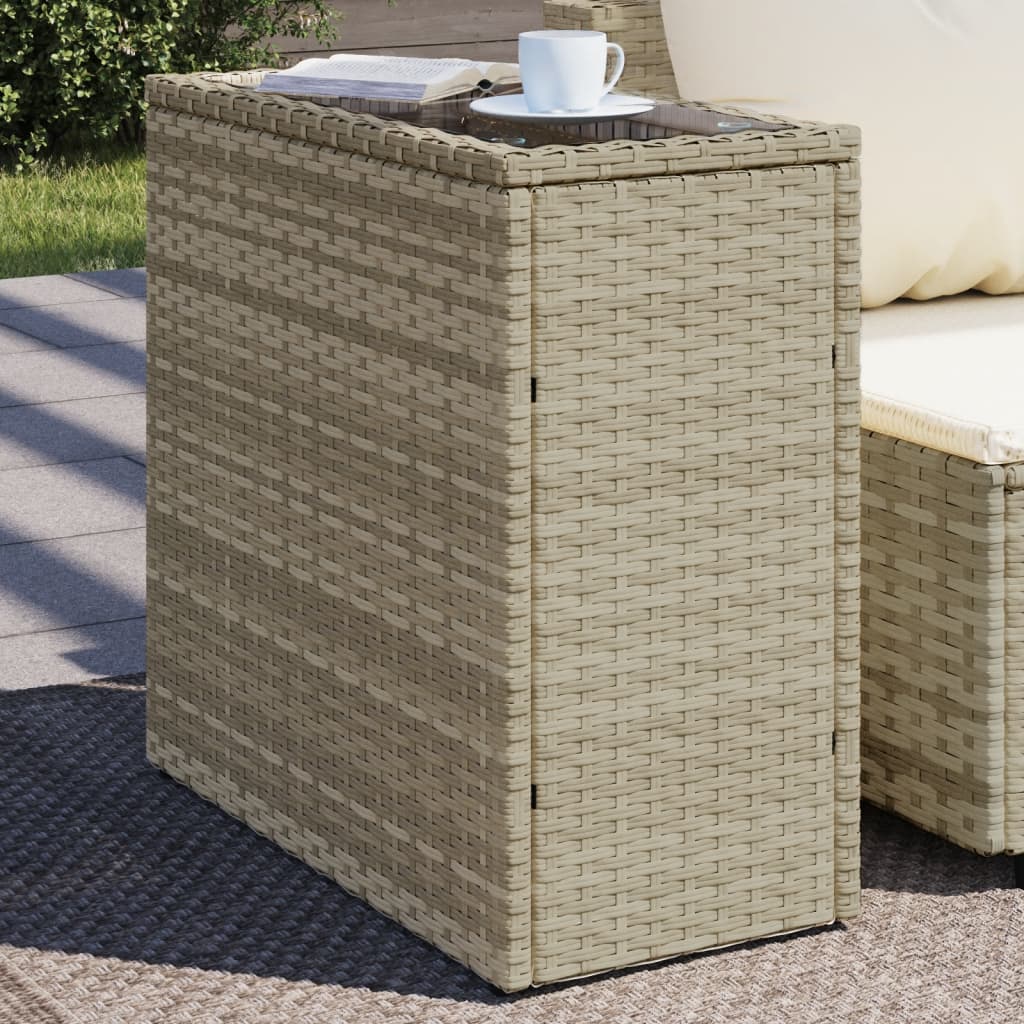 Zahradní Stolek Se Skleněnou Deskou Šedý 58X27,5X55Cm Polyratan