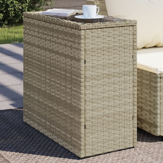 Zahradní Stolek Se Skleněnou Deskou Šedý 58X27,5X55Cm Polyratan