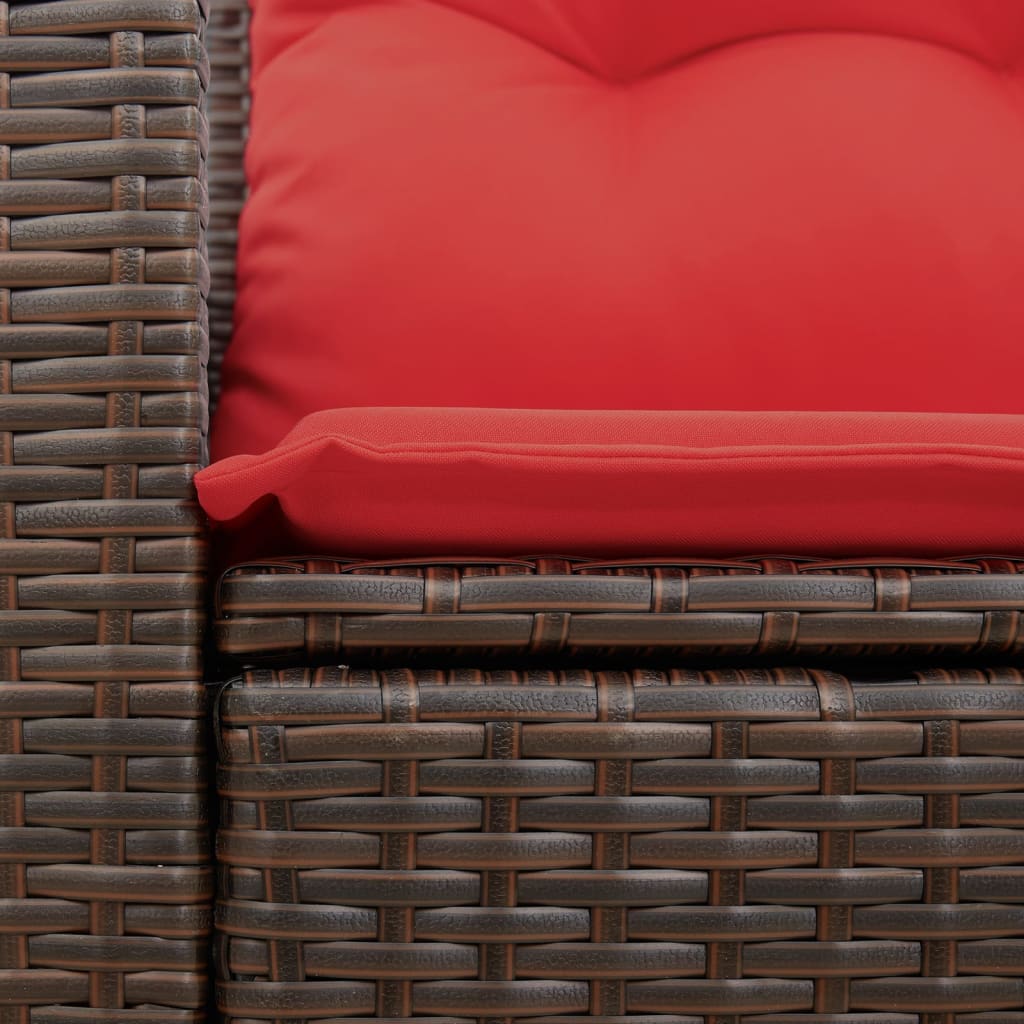 Zahradní Pohovka S Polštáři Pro 2 Osoby Hnědá Polyratan