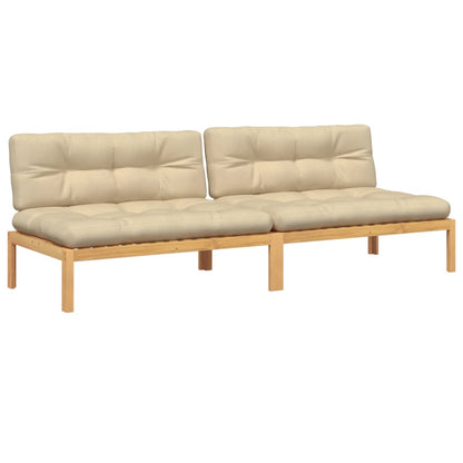 Zahradní Středové Pohovky Z Palet 2 Ks Podušky Masivní Akácie Béžová