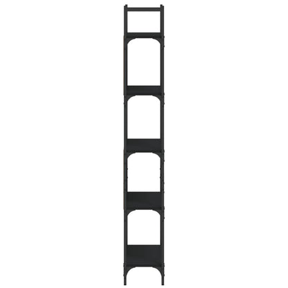 Knihovna S 5 Policemi Černá 60,5X24X166,5 Cm Kompozitní Dřevo