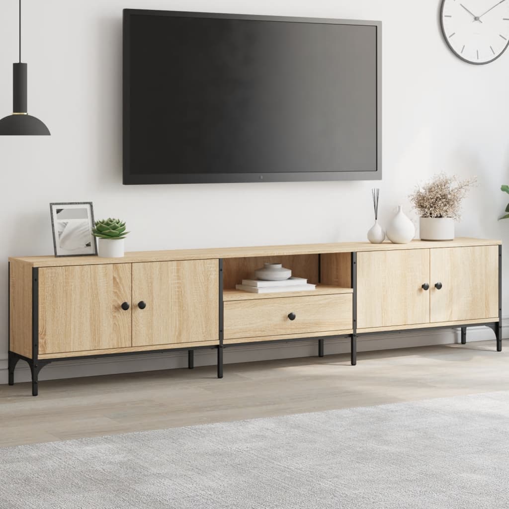 Tv Skříňka Se Zásuvkou Šedá Sonoma 200X25X44Cm Kompozitní Dřevo