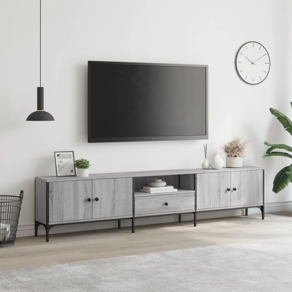 Tv Skříňka Se Zásuvkou Šedá Sonoma 200X25X44Cm Kompozitní Dřevo