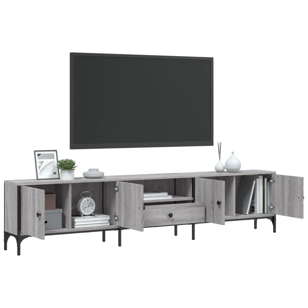 Tv Skříňka Se Zásuvkou Šedá Sonoma 200X25X44Cm Kompozitní Dřevo