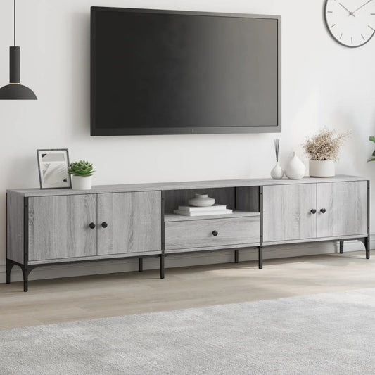 Tv Skříňka Se Zásuvkou Šedá Sonoma 200X25X44Cm Kompozitní Dřevo