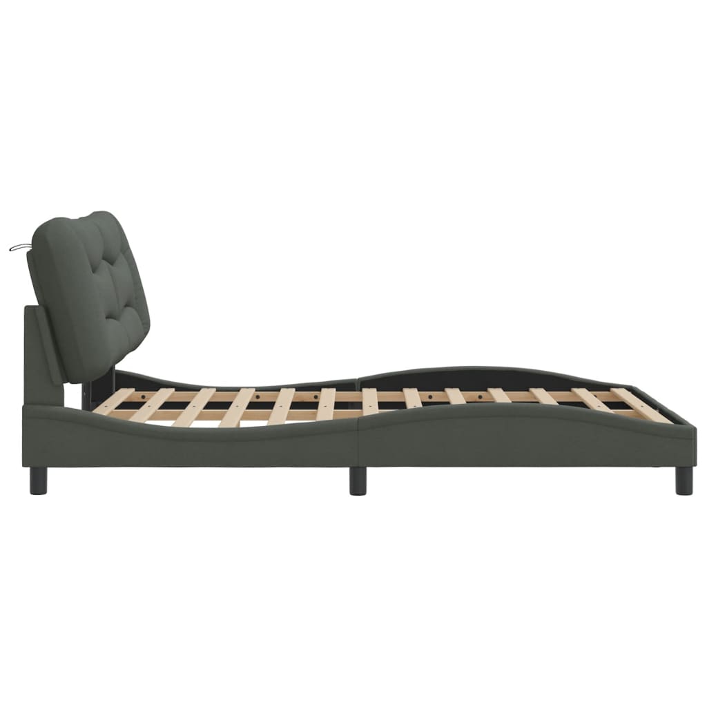 Rám Postele Bez Matrace Hvar Tmavě Šedý 140 X 190 Cm Textil
