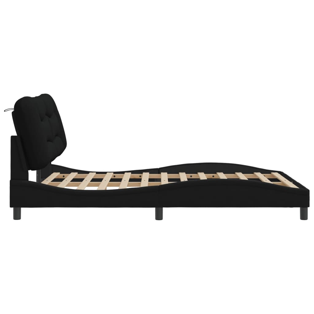 Rám Postele Bez Matrace Hvar Černý 140 X 190 Cm Textil