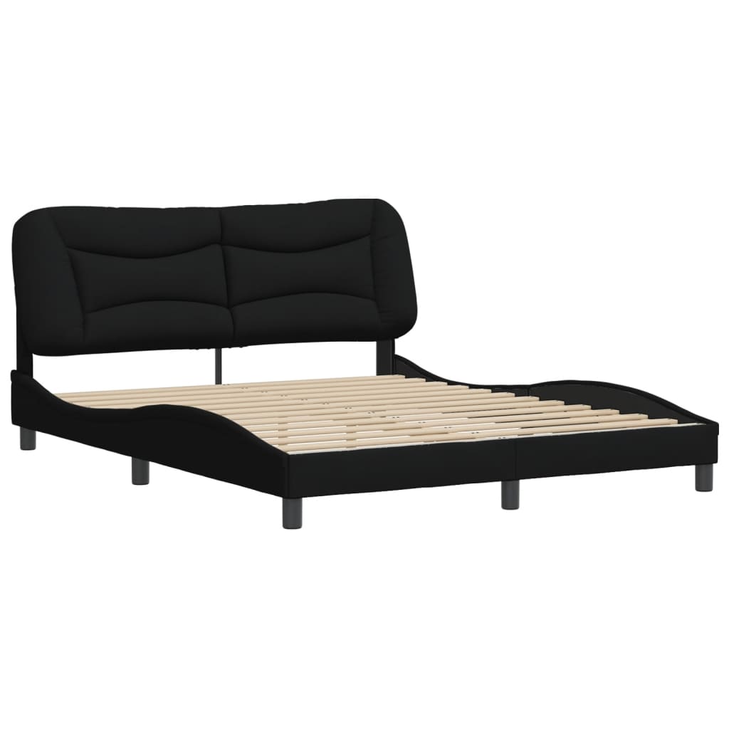 Rám Postele Bez Matrace Hvar Černý 160 X 200 Cm Textil