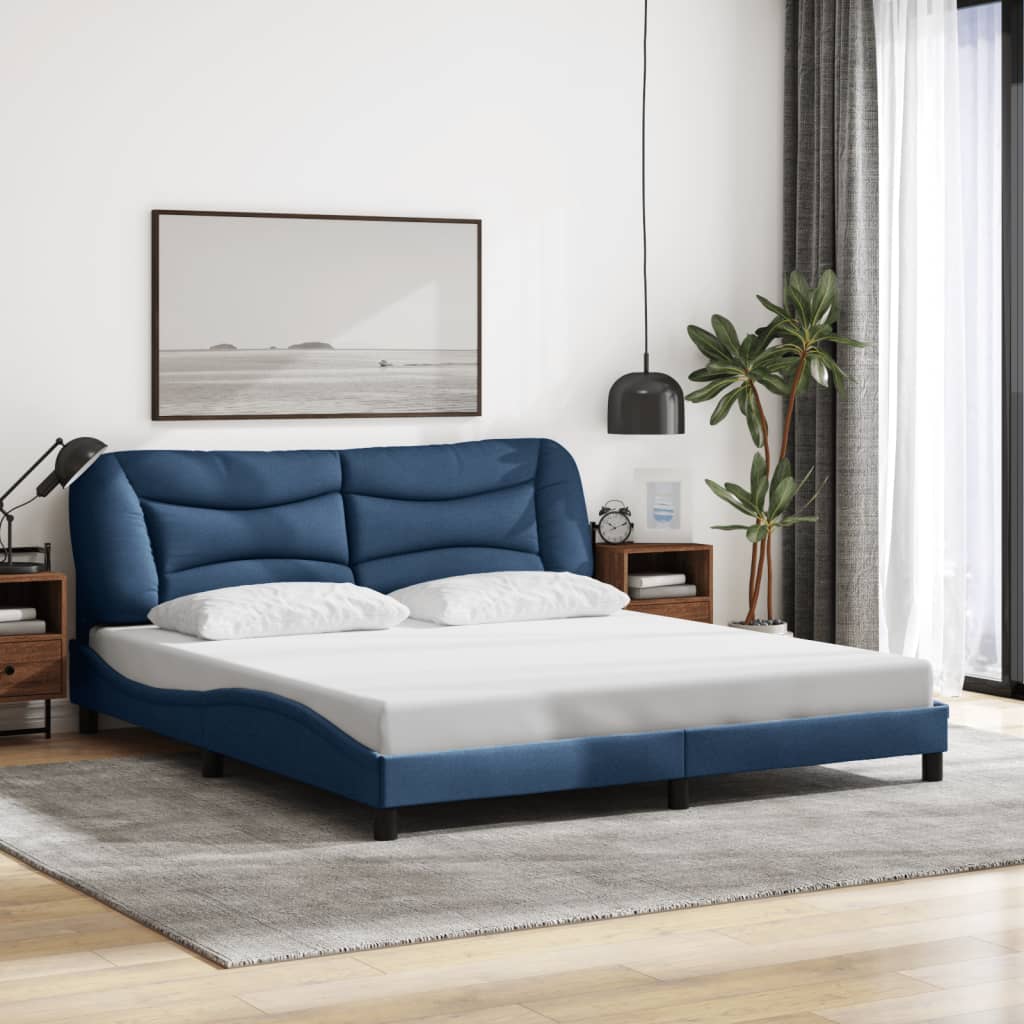 Rám Postele Bez Matrace Hvar Modrý 180 X 200 Cm Textil