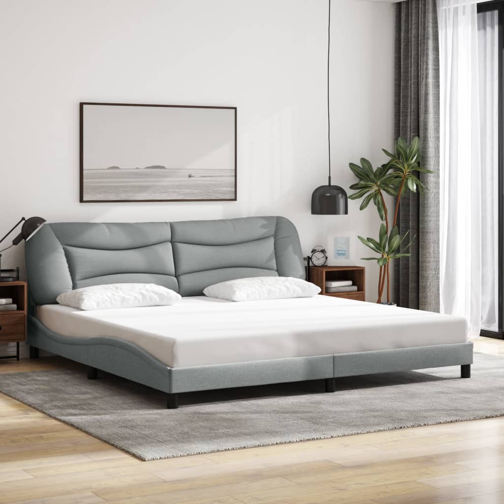 Rám Postele Bez Matrace Hvar Světle Šedý 200 X 200 Cm Textil