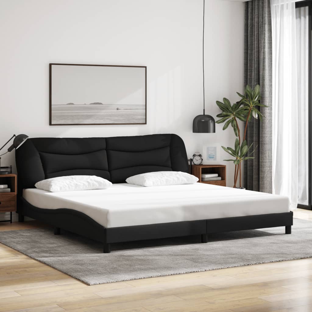 Rám Postele Bez Matrace Hvar Černý 200 X 200 Cm Textil