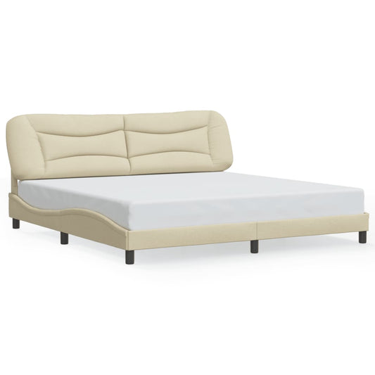 Rám Postele Bez Matrace Krémový 200 X 200 Cm Textil