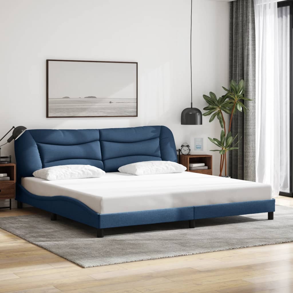 Rám Postele Bez Matrace Hvar Modrý 200 X 200 Cm Textil