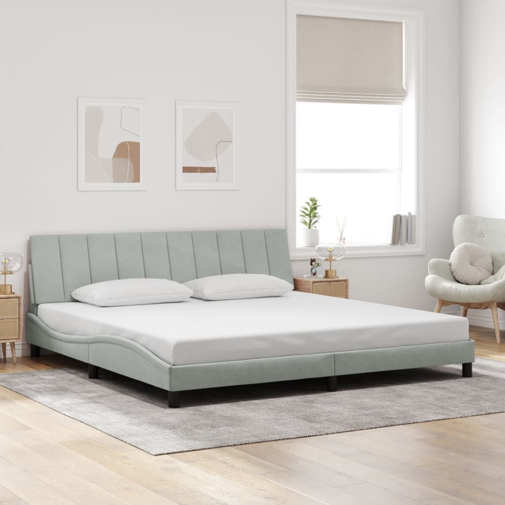 Rám Postele Bez Matrace Hanko Světle Šedý 200 X 200 Cm Samet