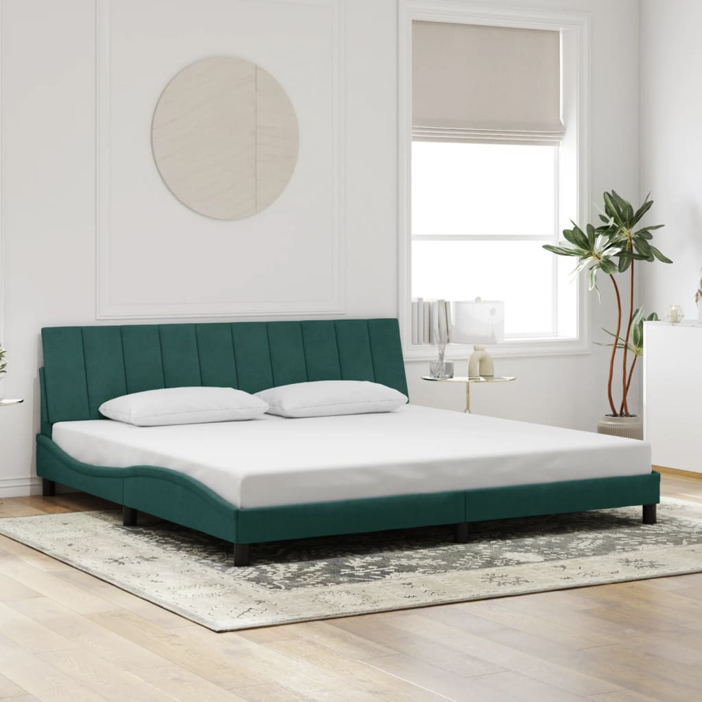 Rám Postele Bez Matrace Hanko Tmavě Zelená 200 X 200 Cm Samet