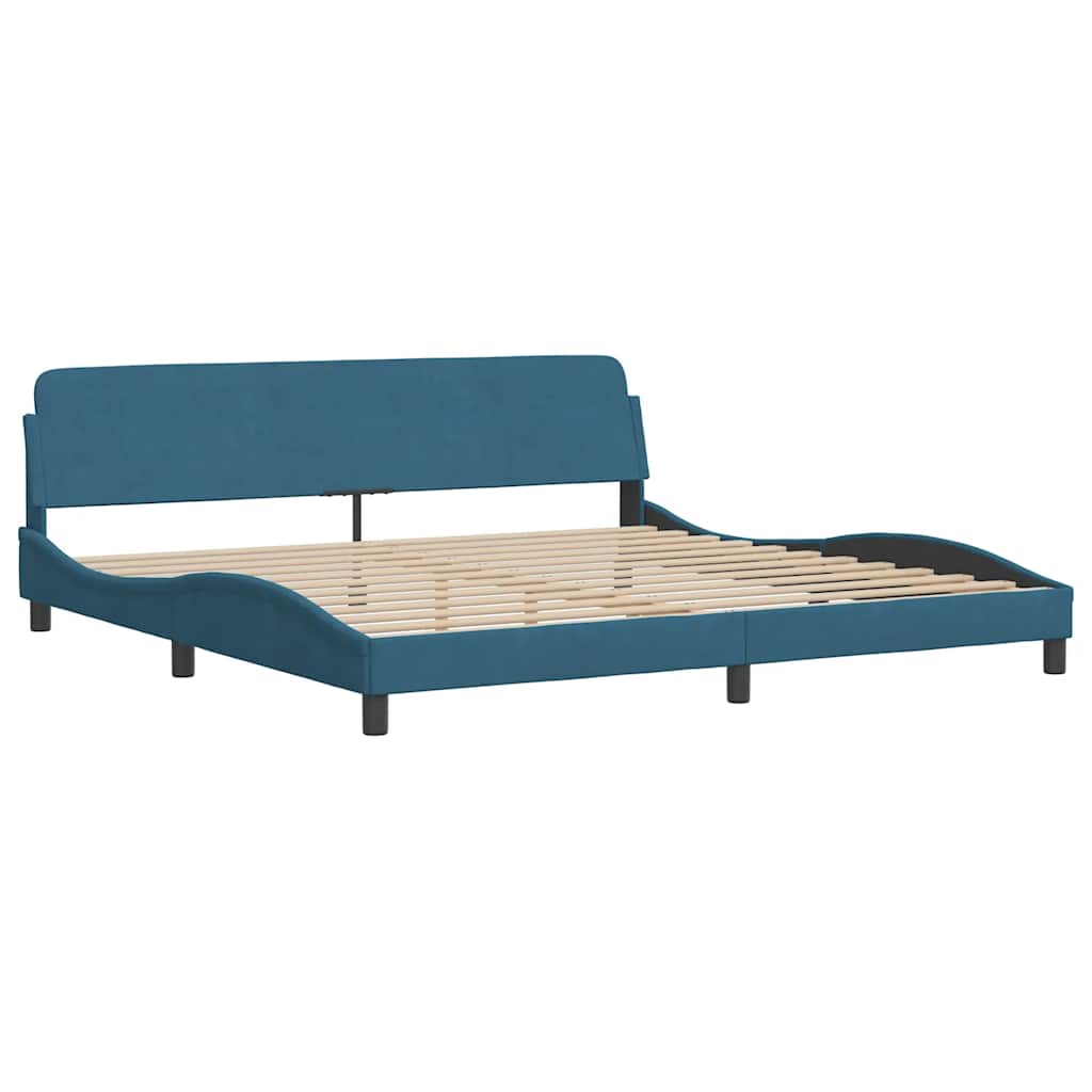 Rám Postele Bez Matrace Hanko Modrý 200 X 200 Cm Samet