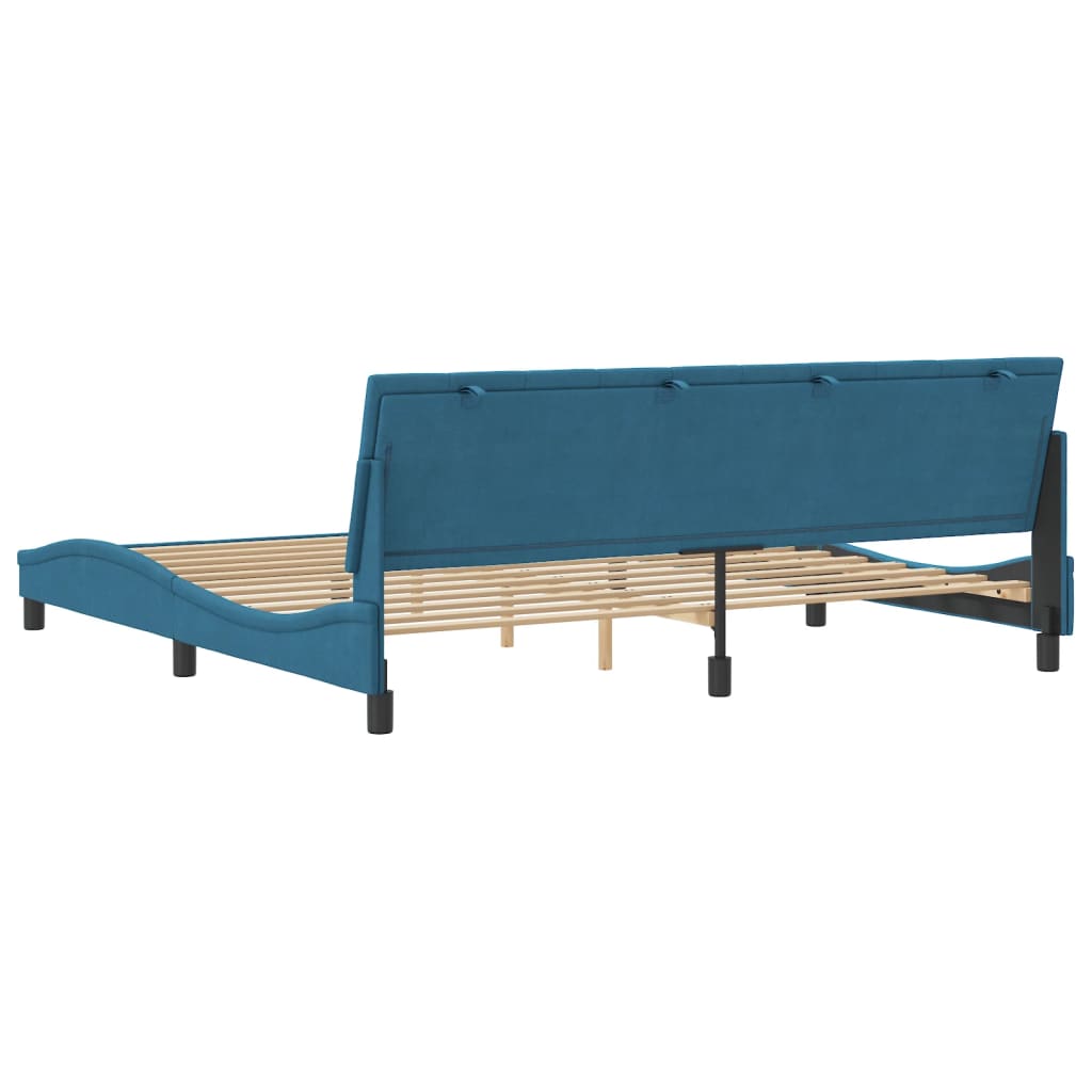 Rám Postele Bez Matrace Hanko Modrý 200 X 200 Cm Samet