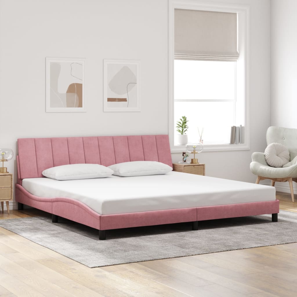 Rám Postele Bez Matrace Hanko Růžový 200X200 Cm Samet