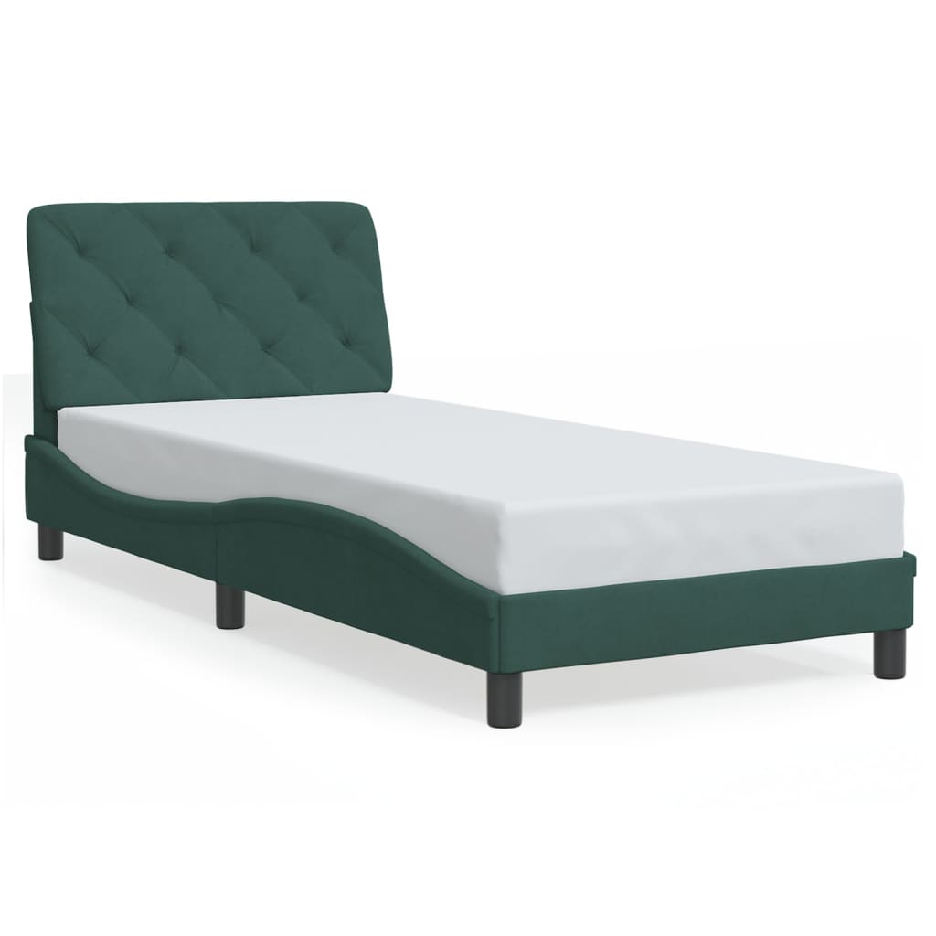 Rám Postele Bez Matrace Tmavě Zelená 80 X 200 Cm Samet