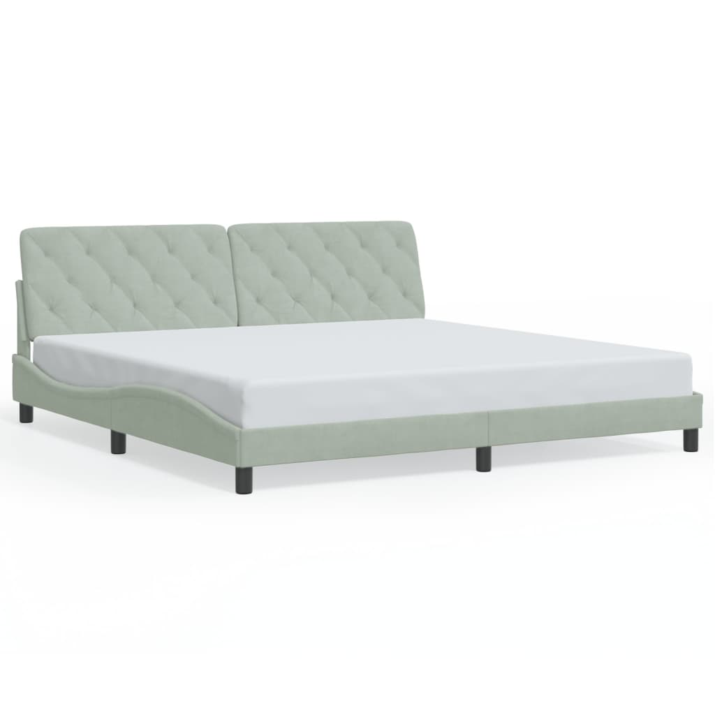Rám Postele Bez Matrace Světle Šedý 200 X 200 Cm Samet