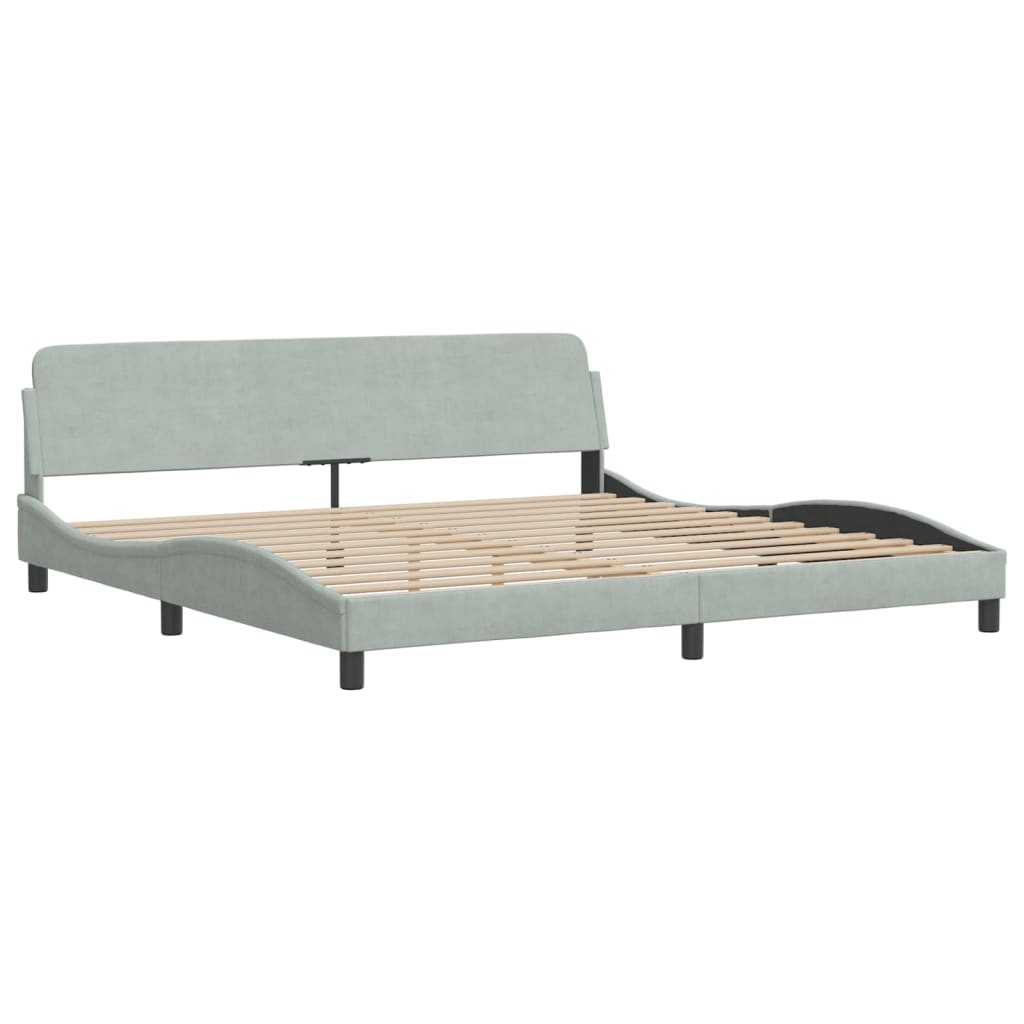 Rám Postele Bez Matrace Světle Šedý 200 X 200 Cm Samet