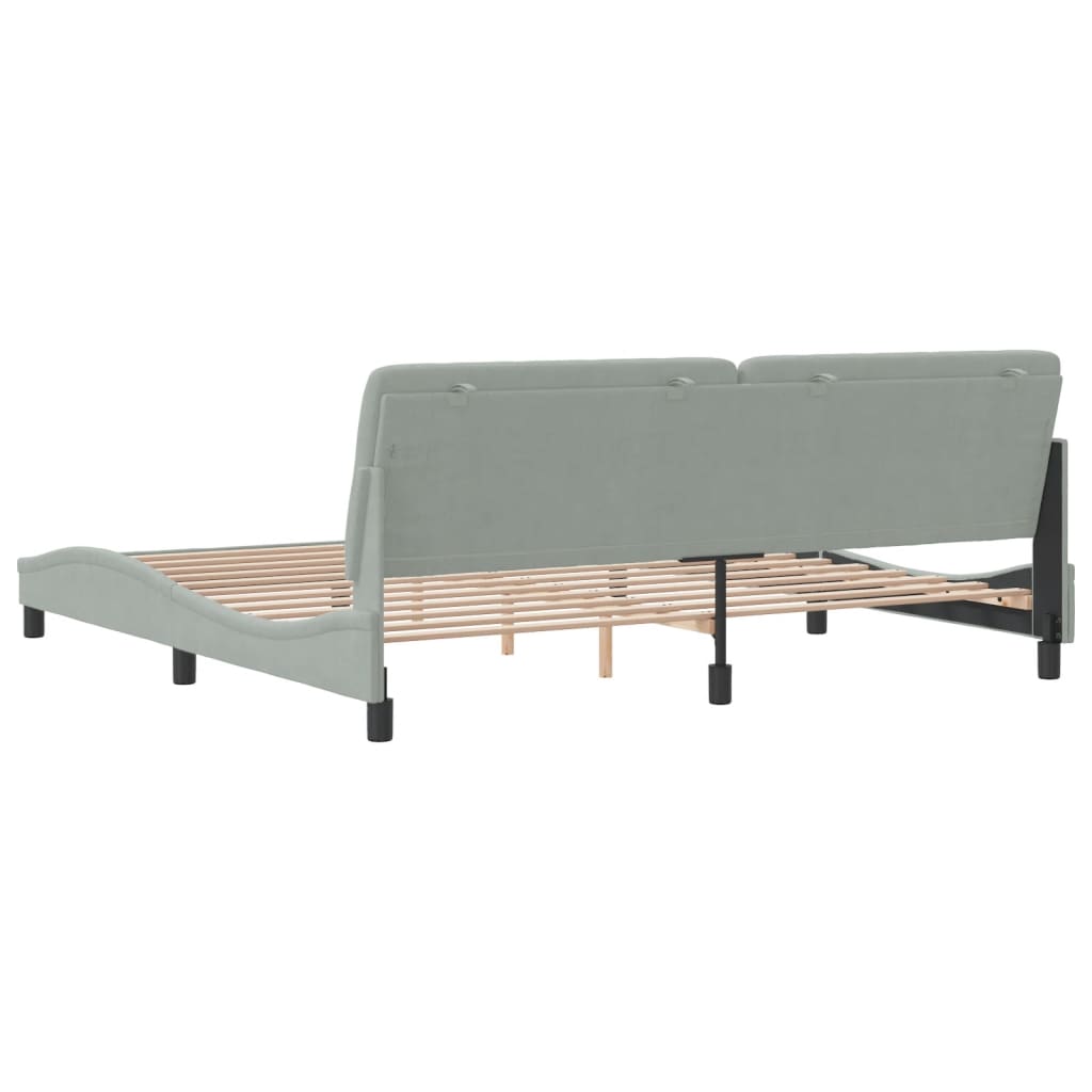 Rám Postele Bez Matrace Světle Šedý 200 X 200 Cm Samet