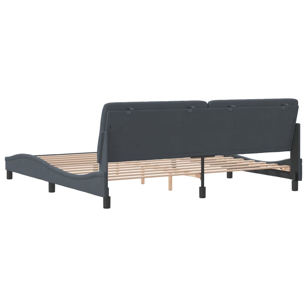 Rám Postele Bez Matrace Tmavě Šedý 200 X 200 Cm Samet