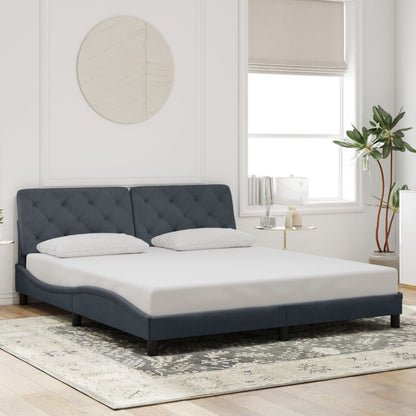 Rám Postele Bez Matrace Tmavě Šedý 200 X 200 Cm Samet