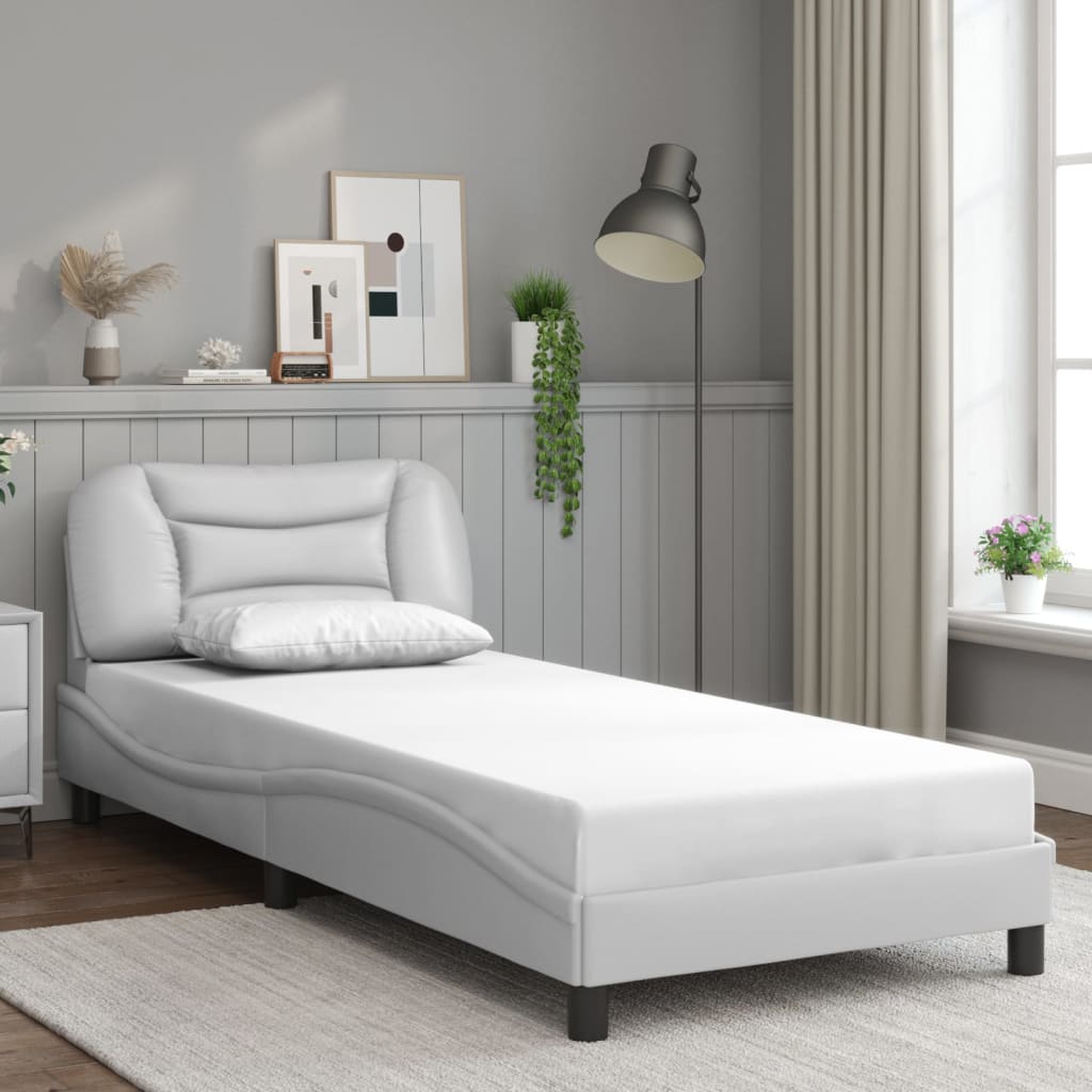 Rám Postele Bez Matrace Hvar Bílý 90X200 Cm Umělá Kůže