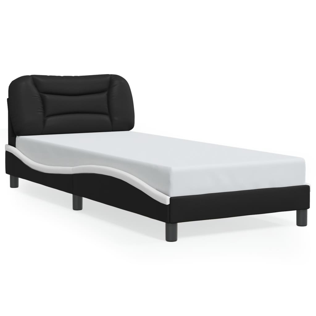 Rám Postele Bez Matrace Hvar Černý A Bílý 90 X 200 Cm Umělá Kůže